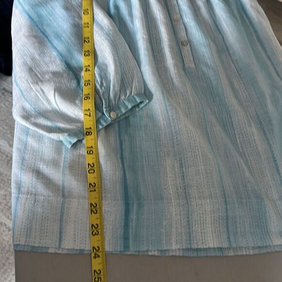 Poetry Women’s Peasant Striped Cotton Blend Blouse Blue Size 16 - Picture 8 of 12